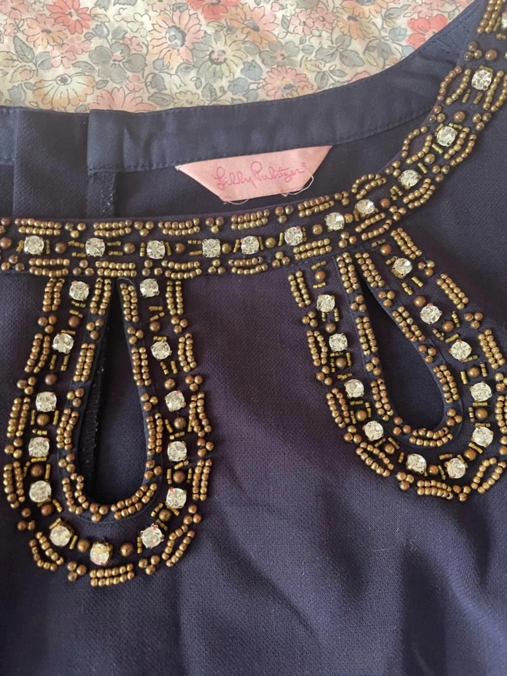 Lilly Pulitzer Navy Embellished Long-Sleeve Sheath Dress - Picture 4 of 6